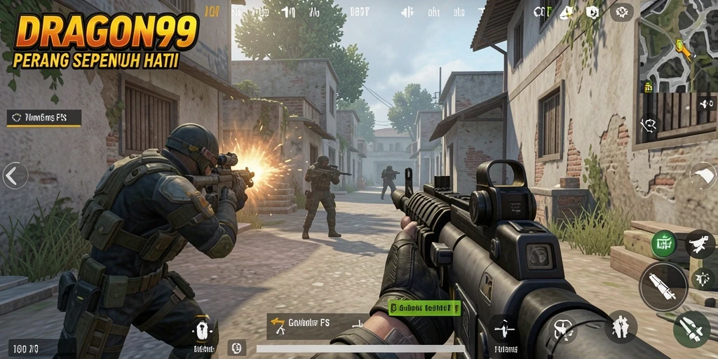 Screenshot gameplay DRAGON99 menunjukkan pertempuran mendebarkan di medan tempur.