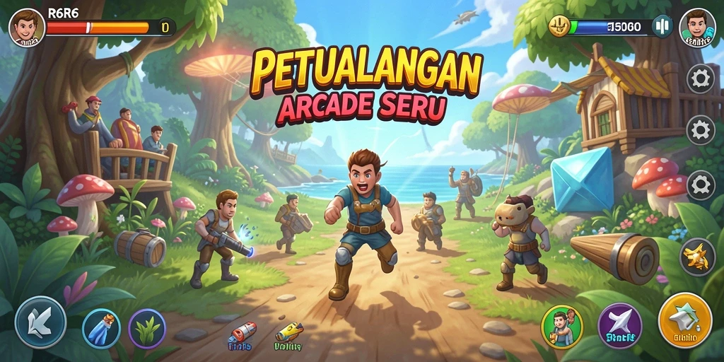 Tampilan gameplay R6R6 yang penuh warna dan menantang.