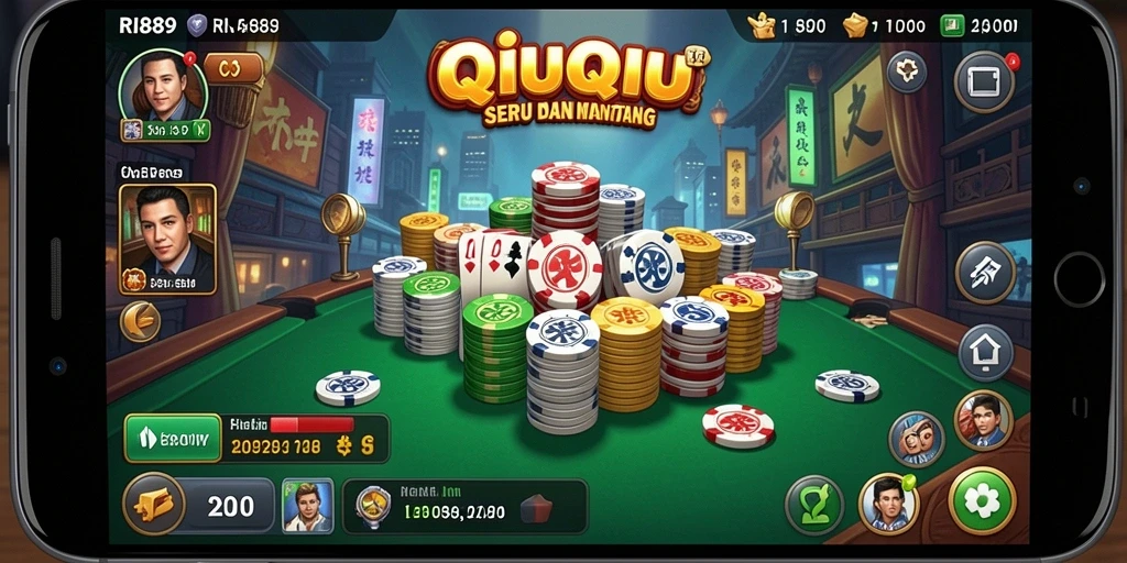 Screenshot utama RI889 menampilkan aksi seru permainan QiuQiu.