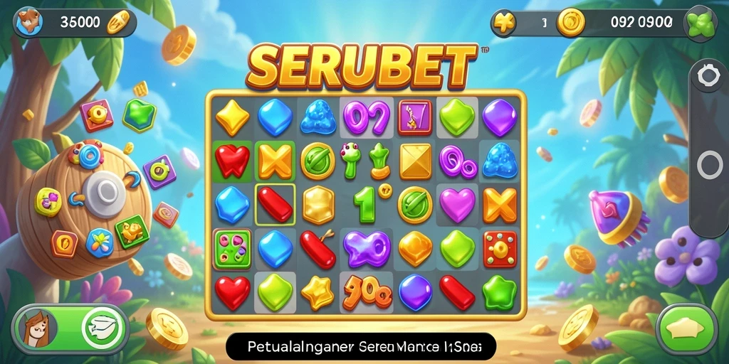 Tampilan menarik dari gameplay SERUBET dalam genre Match-3.