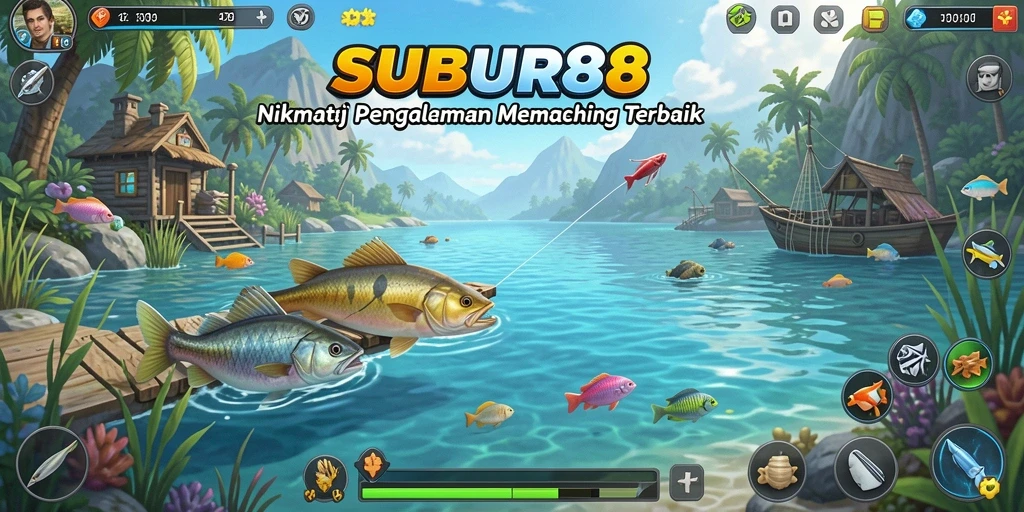 Tampilan gameplay SUBUR88 dengan ikan-ikan yang menawan di lautan.