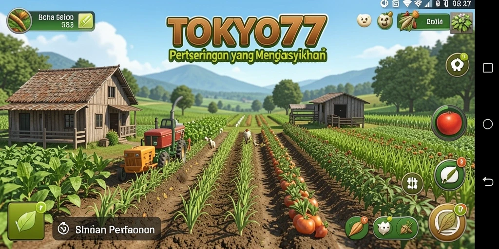 Tangkapan layar gameplay menunjukkan berbagai aktivitas pertanian yang seru.
